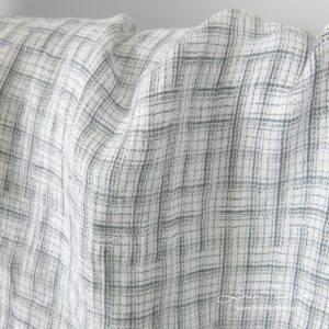 Washed white linen fabric with grey stripes