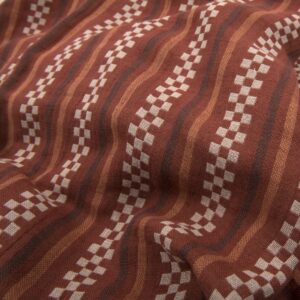 Brown patterned double half-linen fabric washed darker side