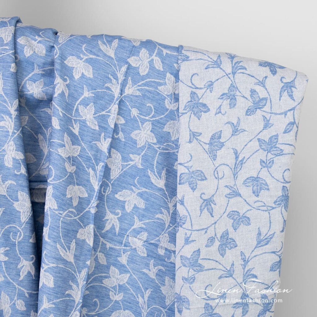 Blue linen cotton fabric