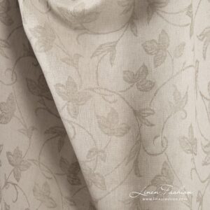 Patterned linen cotton fabric in beige color
