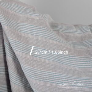 Grey blue linen fabric in stripes, perfect for clothes and home textile