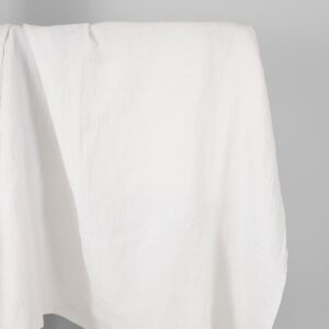 Biela ľanovo-bavlnená žakárová tkanina praná