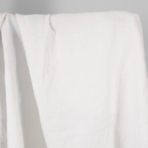 Biela ľanovo-bavlnená žakárová tkanina praná