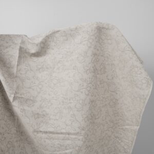 Natural colour linen cotton jacquard fabric with flowers