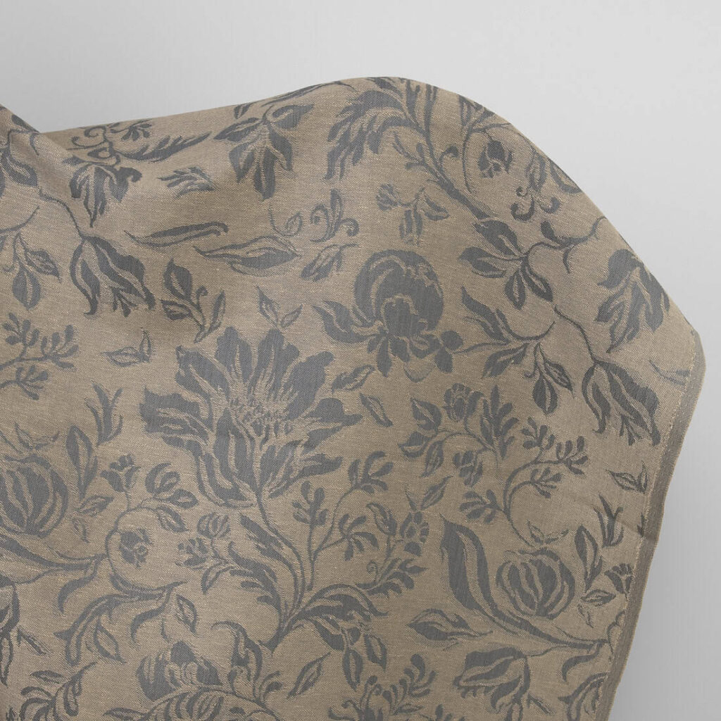 Sand and grey linen cotton fabric