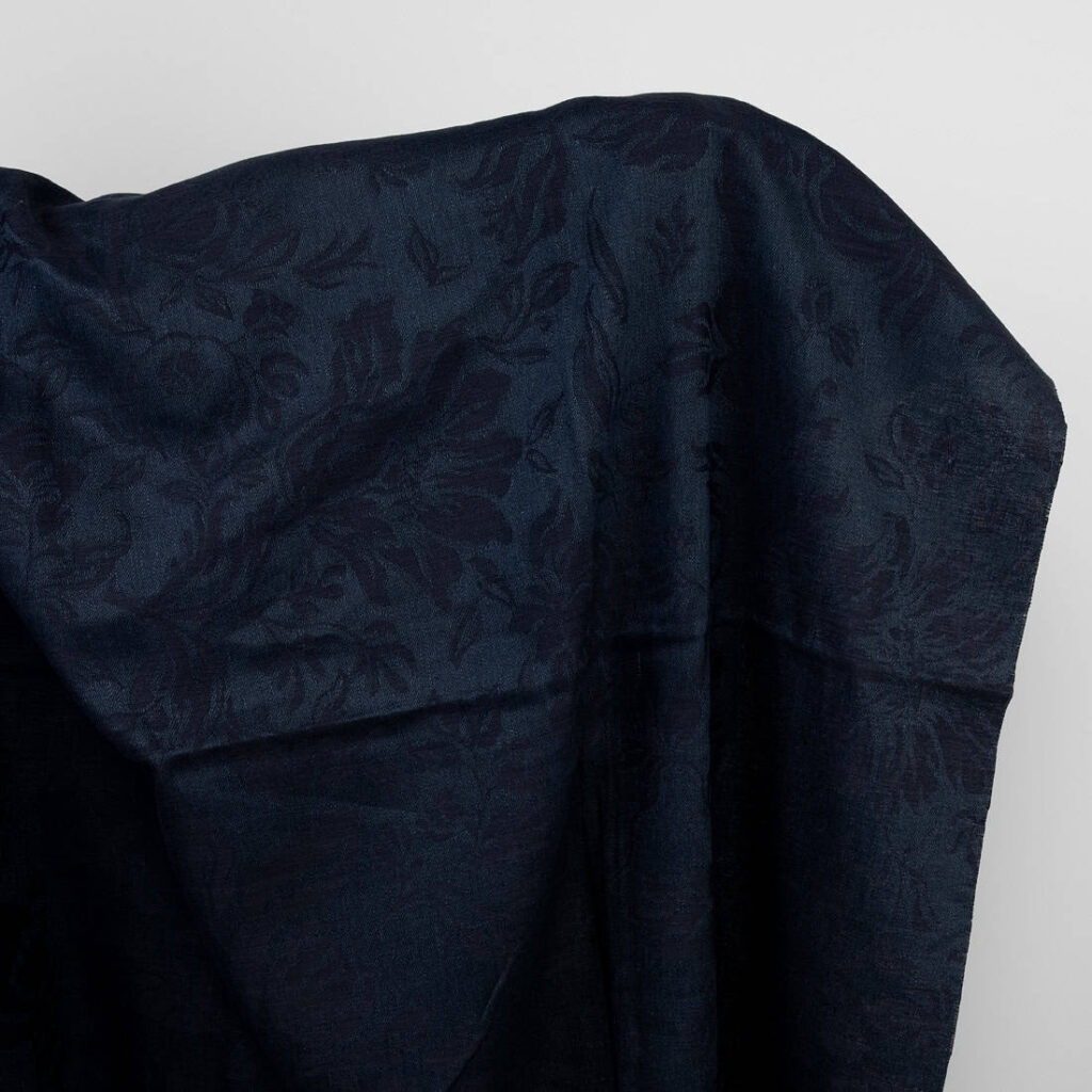 Black and blue linen cotton fabric