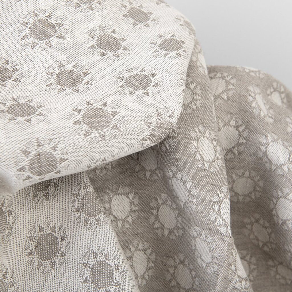 Linen cotton fabric, natural and white, jacquard
