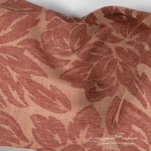 Brown linen cotton fabric jasquard