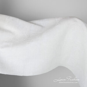 Linen cotton white jacquard fabric