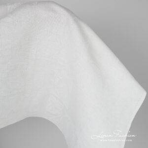Linen cotton optical white jacquard fabric