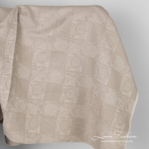 Linen cotton brownish jacquard fabric