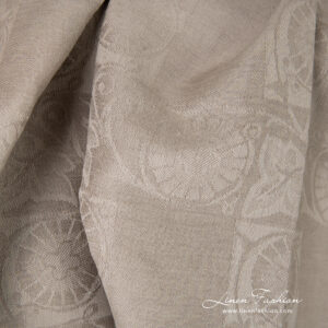 Linen cotton brownish jacquard fabric in checks