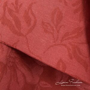Red jacquard linen cotton fabric