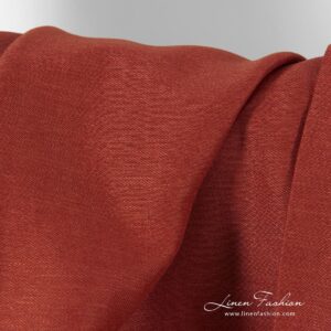 Linen cotton fabric in red color