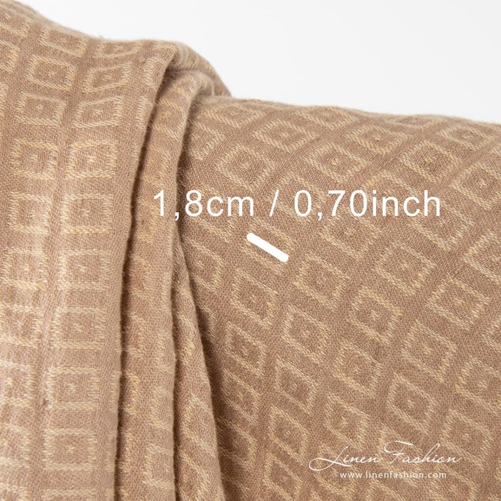 100% linen fabric, light brown, washed.