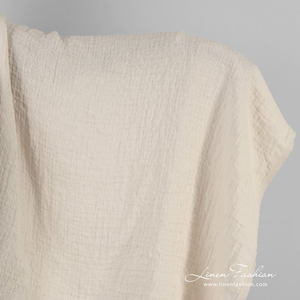 Light cream linen fabric in rhombus