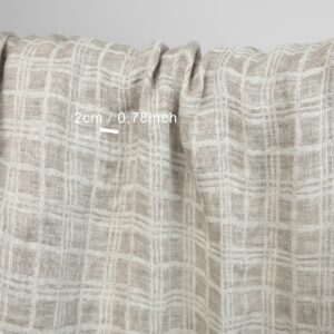 Ľanová žakárová praná tkanina béžové štvorce