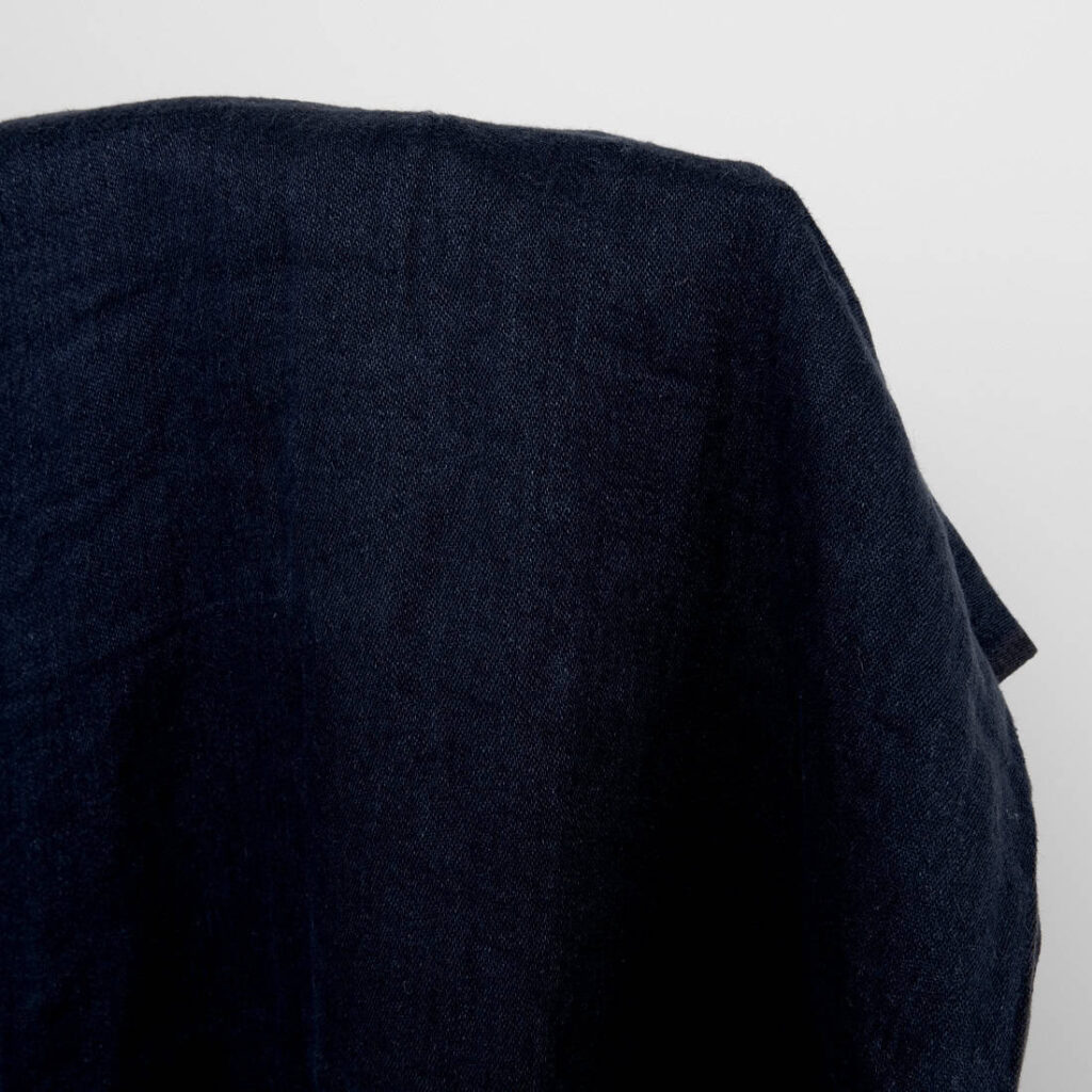 Washed satin linen fabric black blue