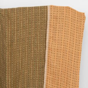 Ľanová látka obojstranná, hnedé a hlinené kocky, praná