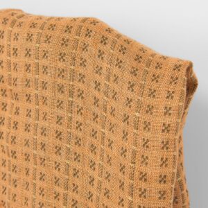 Ľanová látka obojstranná, hnedé a hlinené kocky, praná