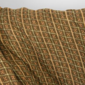 Ľanová látka obojstranná, hnedé a hlinené kocky, praná