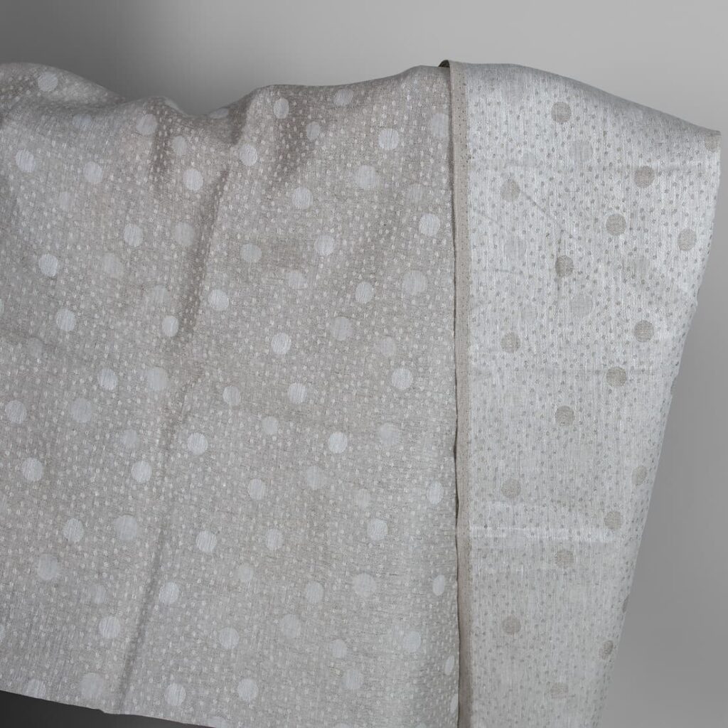 Grey linen fabric in bubble pattern