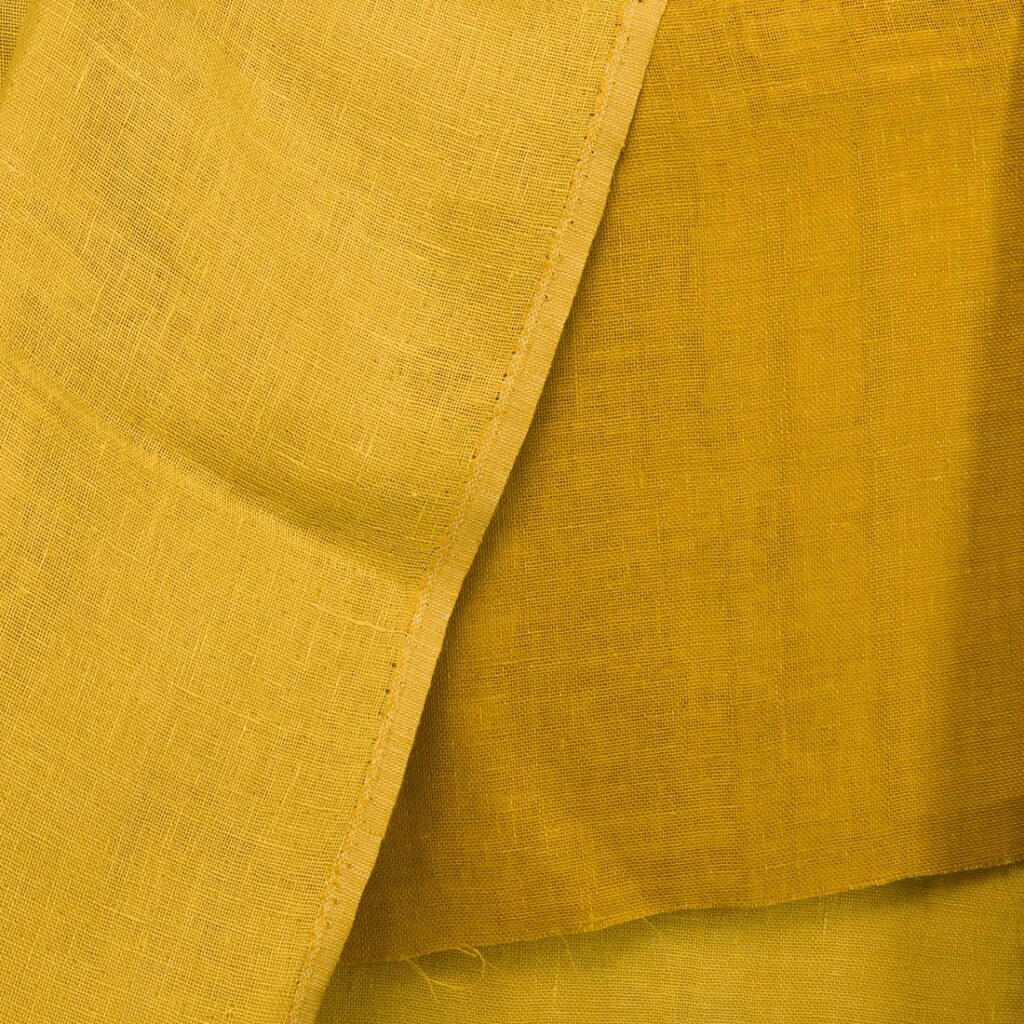 Mustard yellow double-sided linen fabric