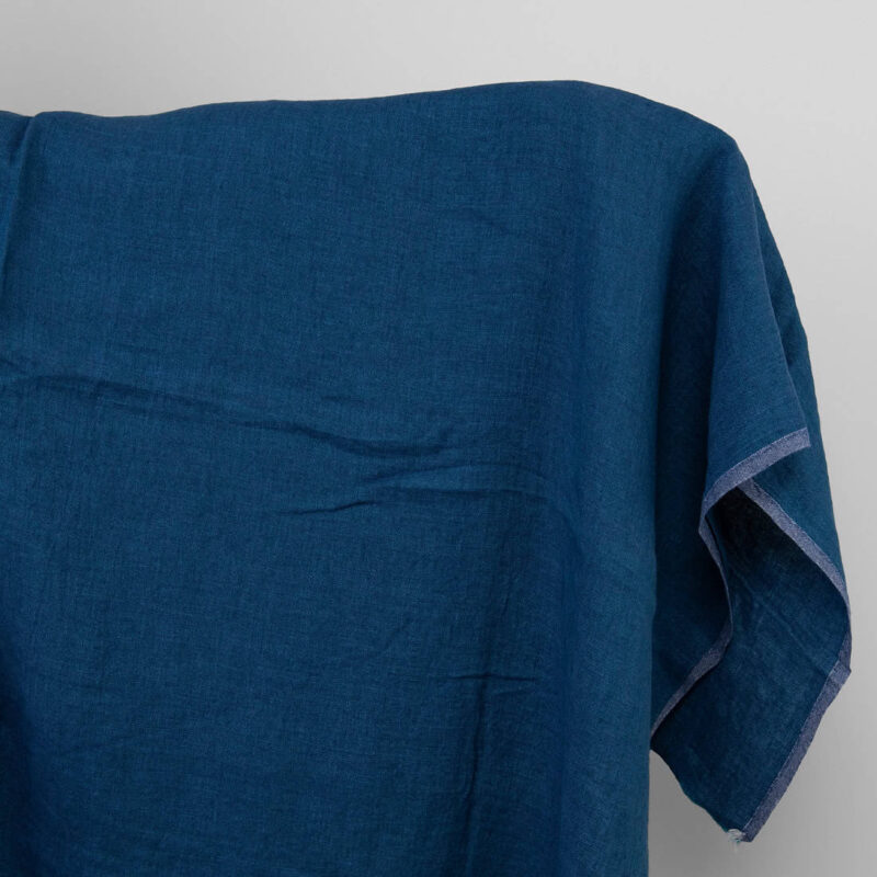 Deep blue and turquoise linen fabric