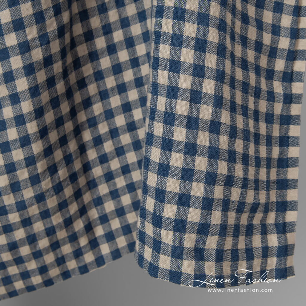 linen blue sand checks heavy weight.