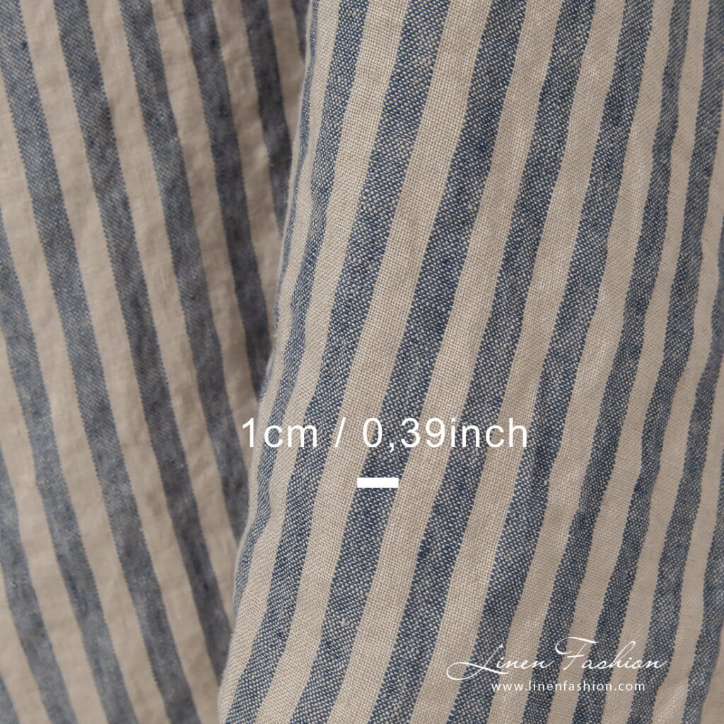 linen striped blue fabric, 1cm.