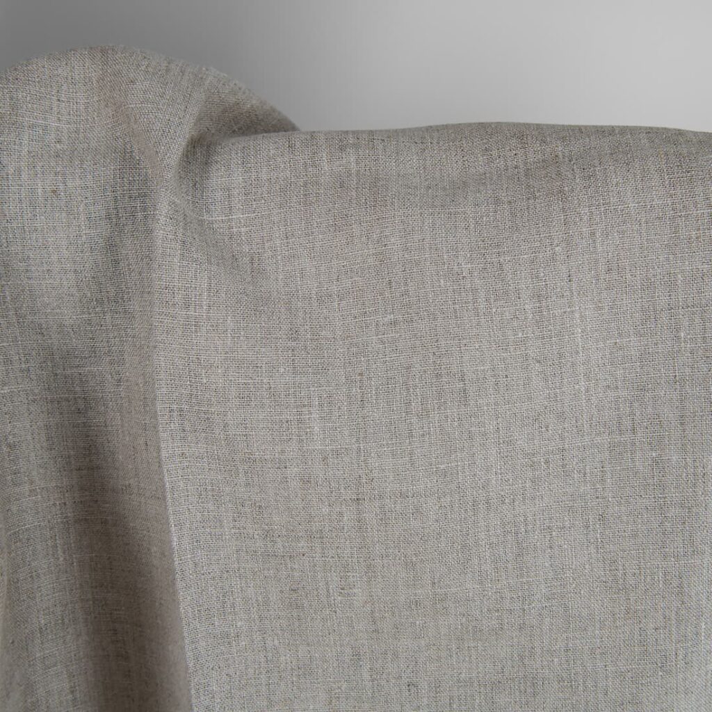 Undyed natural linen fabric close up detail
