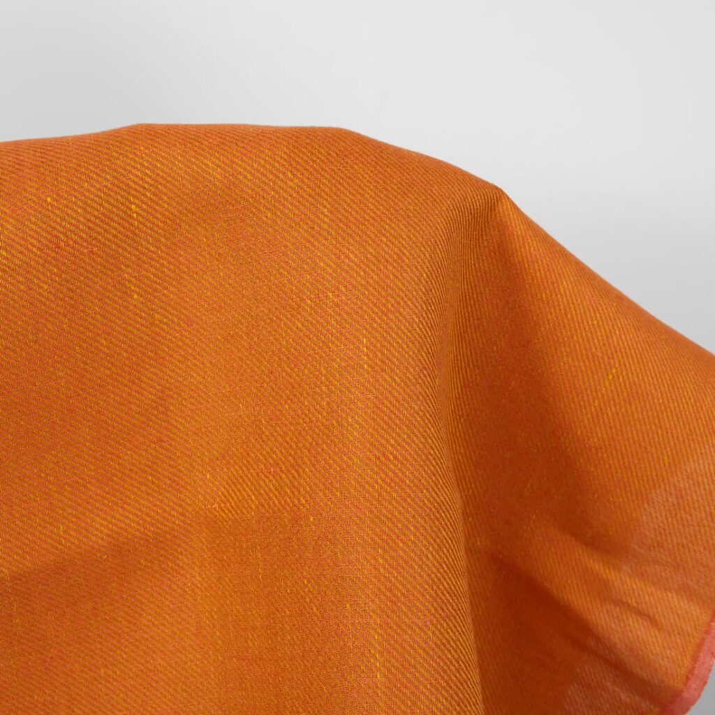 Orange linen twill fabric, heavy weight