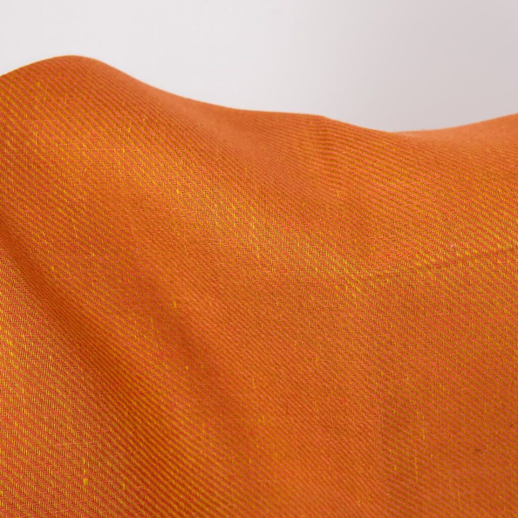 Orange linen twill fabric, width 150cm