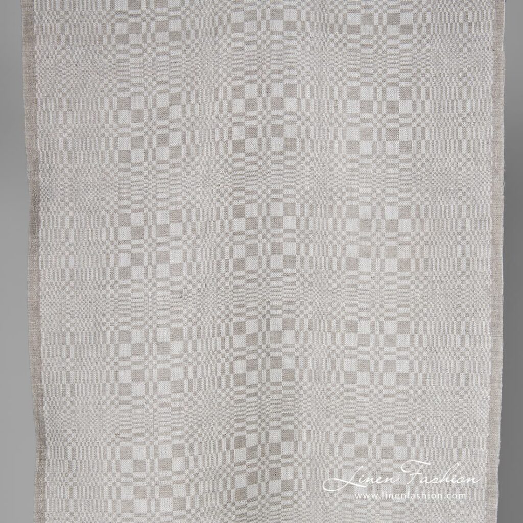 Grey patterned narrow linen / cotton fabric