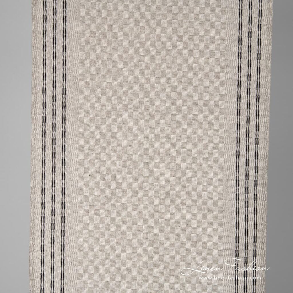 Narrow linen cotton fabric in grey checks.