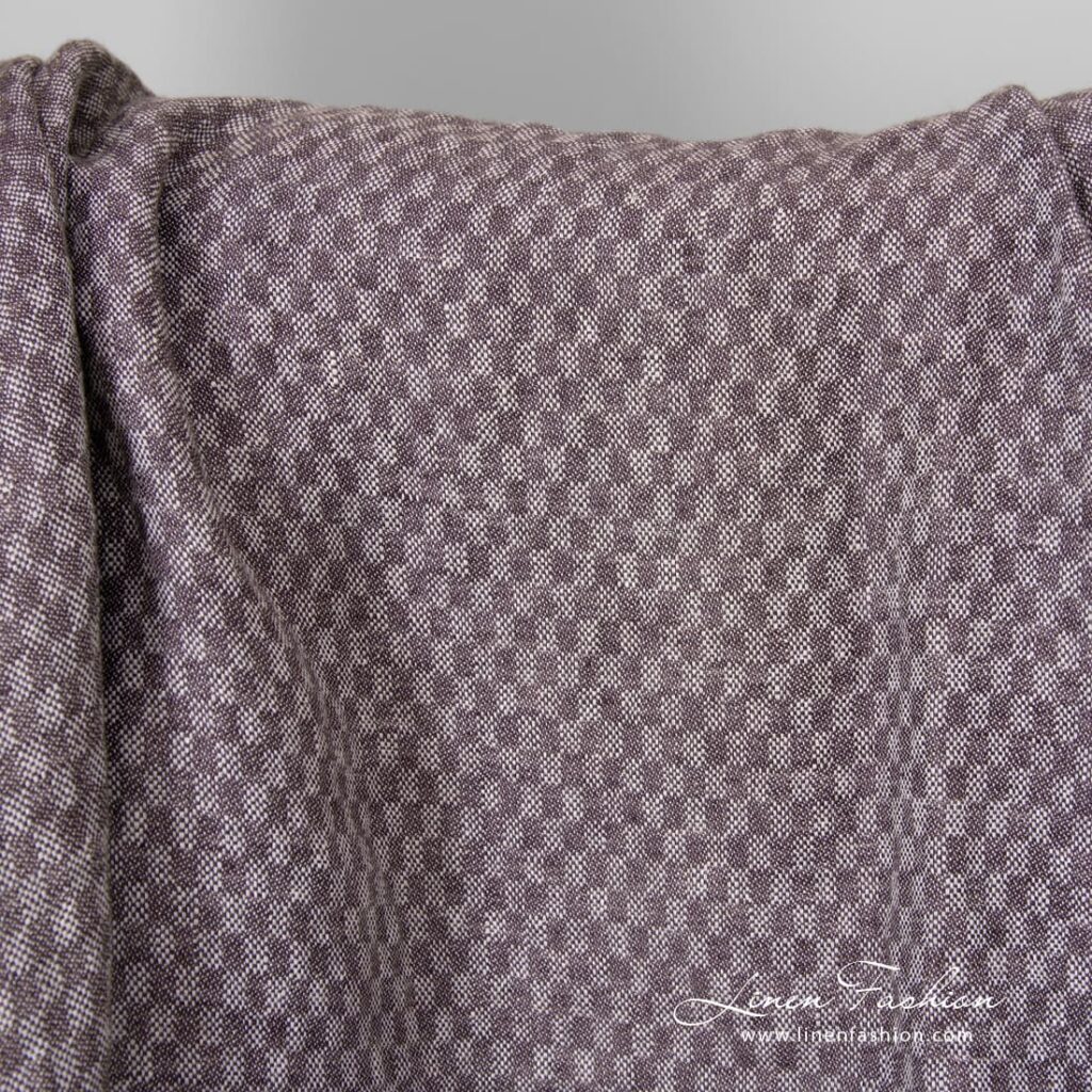 violet linen chess fabric, checks.