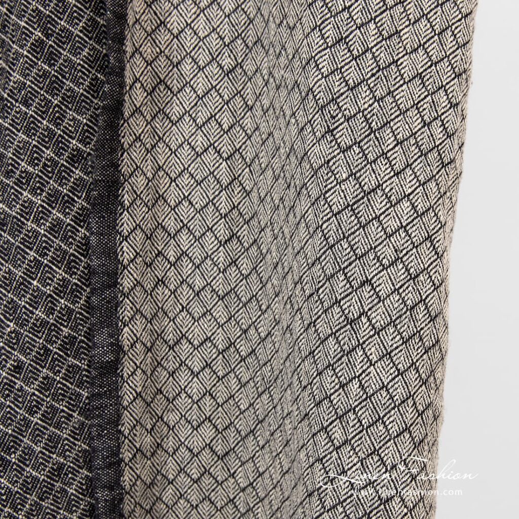 Diamond patterned linen fabric.