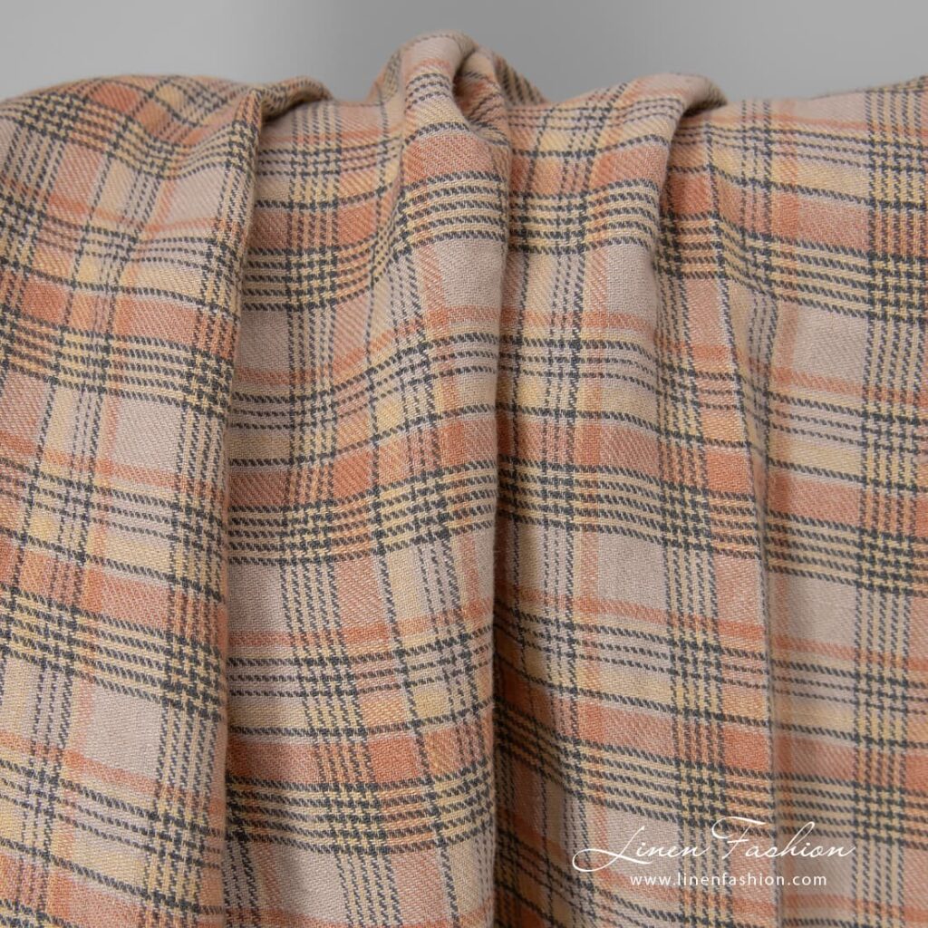 linen fabric multi color checks, twill.