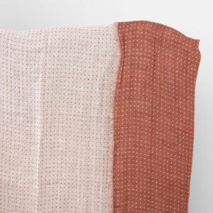 Linen cotton fabric red and white