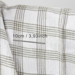 White washed linen cotton checked fabric with measurements