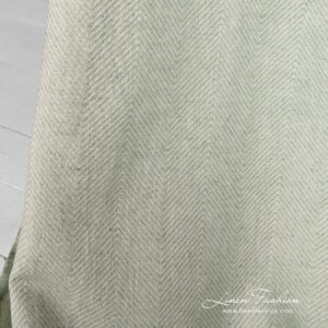 Linen green fabric herringbone