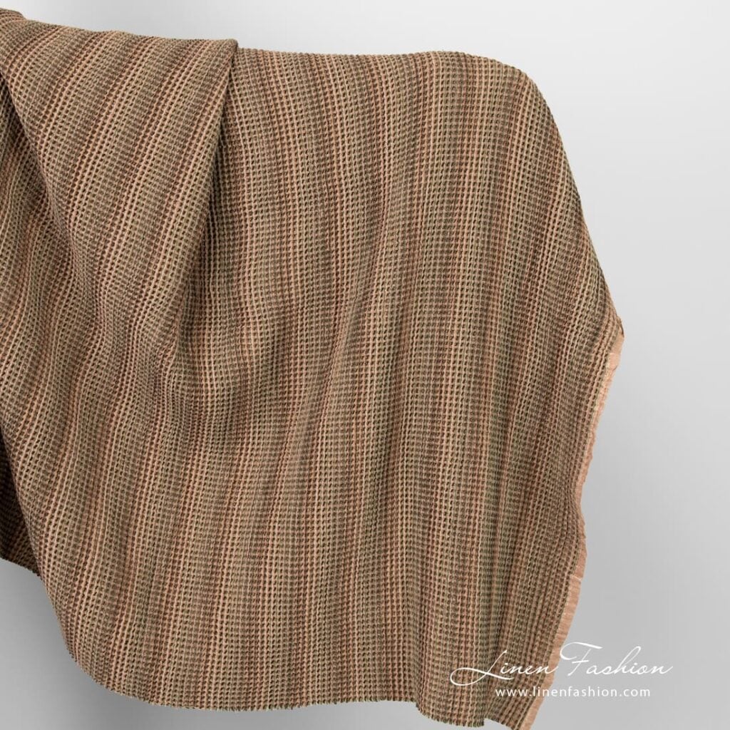 Linen cotton fabric in brown color