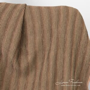 Linen cotton fabric in brown color, waffle checks