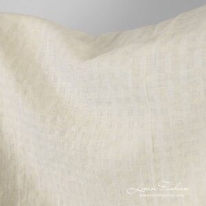 Cream color linen cotton fabric in checks