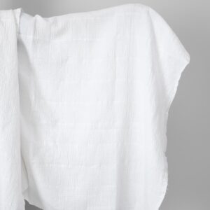 Biela ľanovo-bavlnená vafľová kockovaná tkanina praná