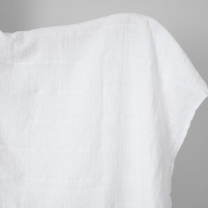 Biela ľanovo-bavlnená vafľová kockovaná tkanina praná