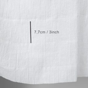 Biela ľanovo-bavlnená vafľová kockovaná tkanina praná