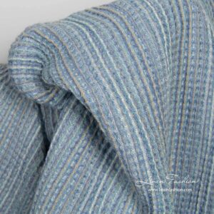 Blue waffle linen fabric, washed