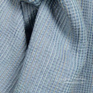 Blue waffle linen blend fabric for bath and sauna items