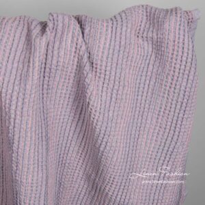 Praná ľanovo-bavlnená vafľová lilavá tkanina